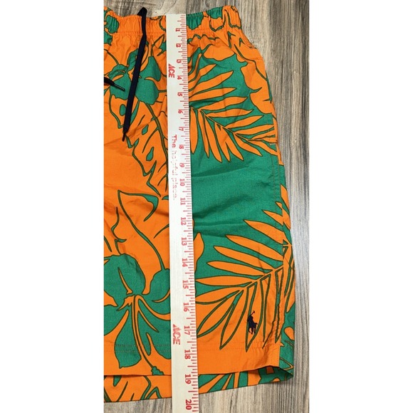 NWT Polo Ralph Lauren Bright Orange/Green‎ Hawaiin Floral Men's Large Swimtrunks - Picture 9 of 10